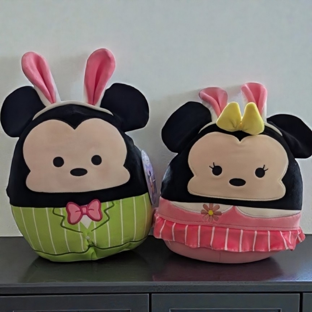 NEW Disney Squishmallows Mickey & Minnie Mouse Easter Bunny Plush Set